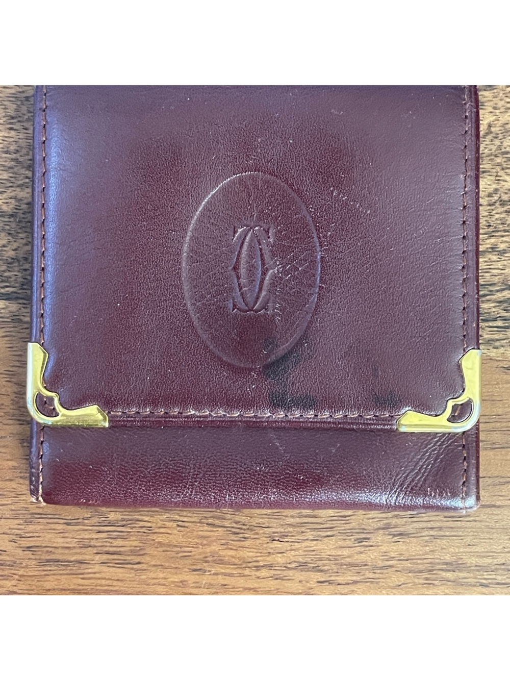 CARTIER Bordeaux Leather Coin Purse